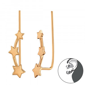 Cercei ear cuffs din argint placat cu aur roz 14K model stelute DiAmanti DIA28629 (Argint 925‰ 0,8 g.)